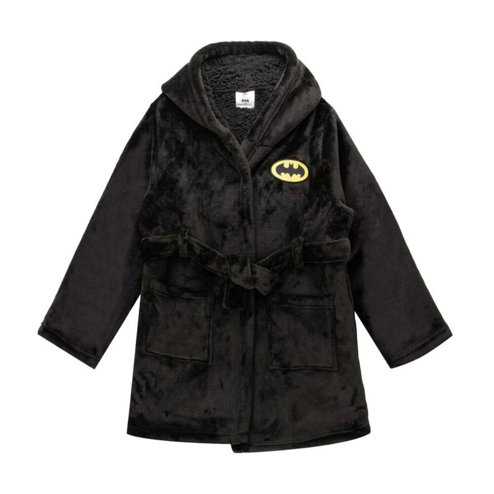 Batman Childrens/Kids Logo Sherpa Fleece Bathrobe / Black/Yellow